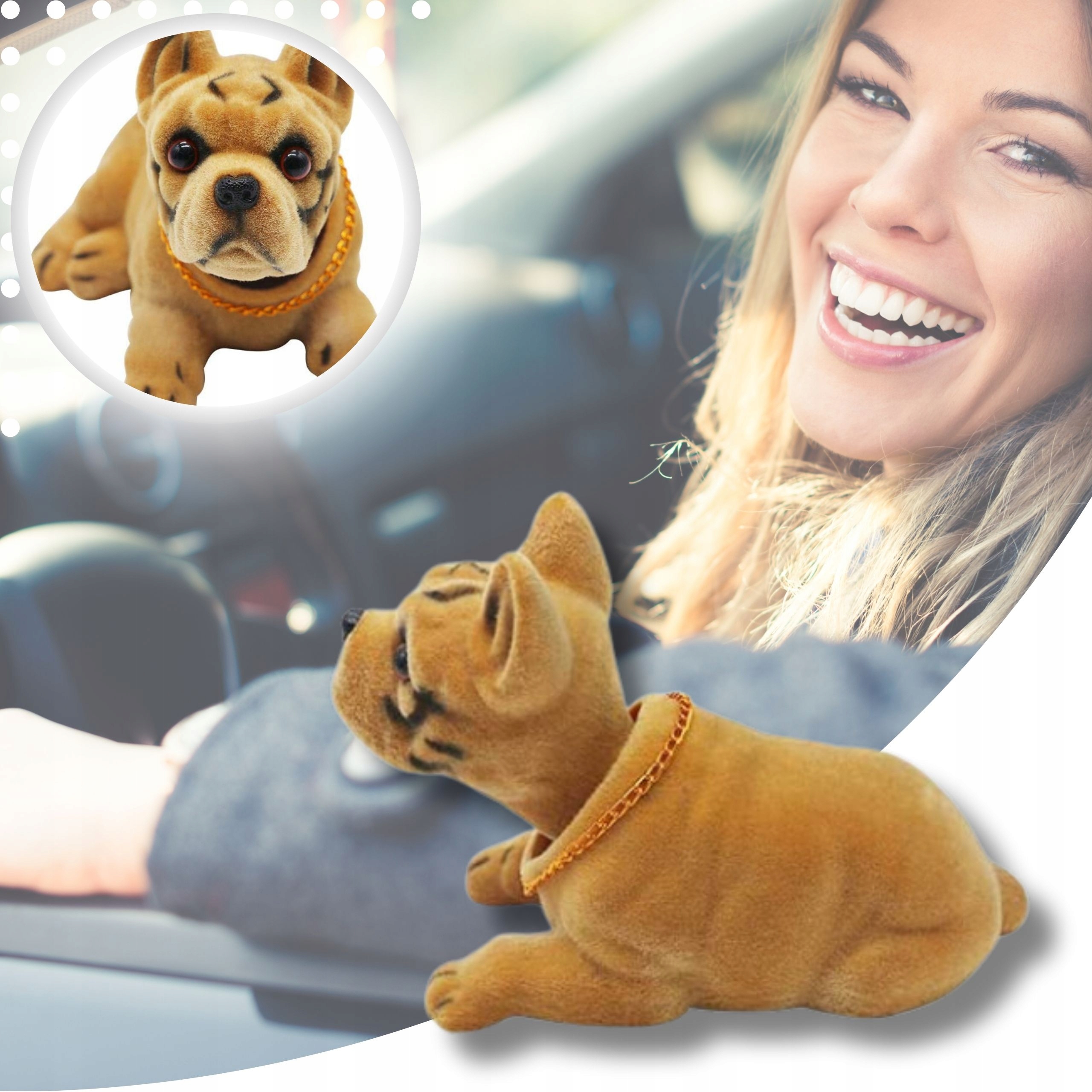 PIESEK Z KIWAJĄCĄ GŁOWĄ DO AUTA ZABAWKI PRL GADZET PIESEK DO SAMOCHODU Stan opakowania oryginalne