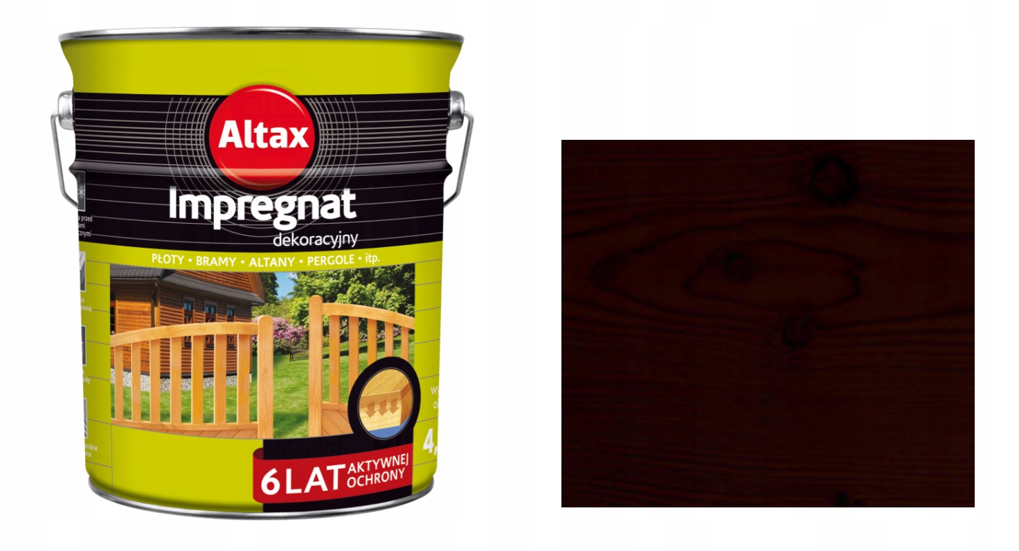 Altax Impregnat Dekoracyjny Do Drewna 4,5L Heban -rozpuszczalnikowy 6 Lat