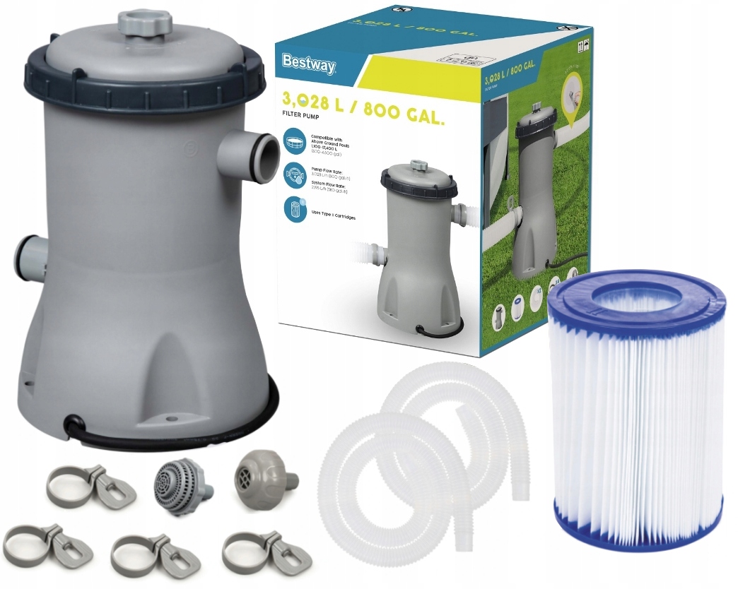 Pompa Filtrująca Do Basenu Bestway 58386 3028 L/h Filtr II 2 Węże
