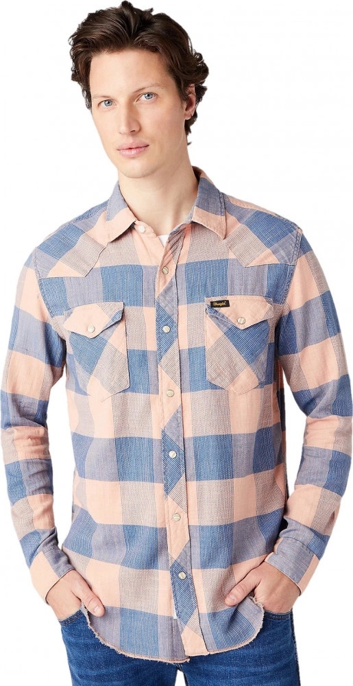 Pánská košile Wrangler Ls Western Shirt MID Indigo W5A0BWX8E S