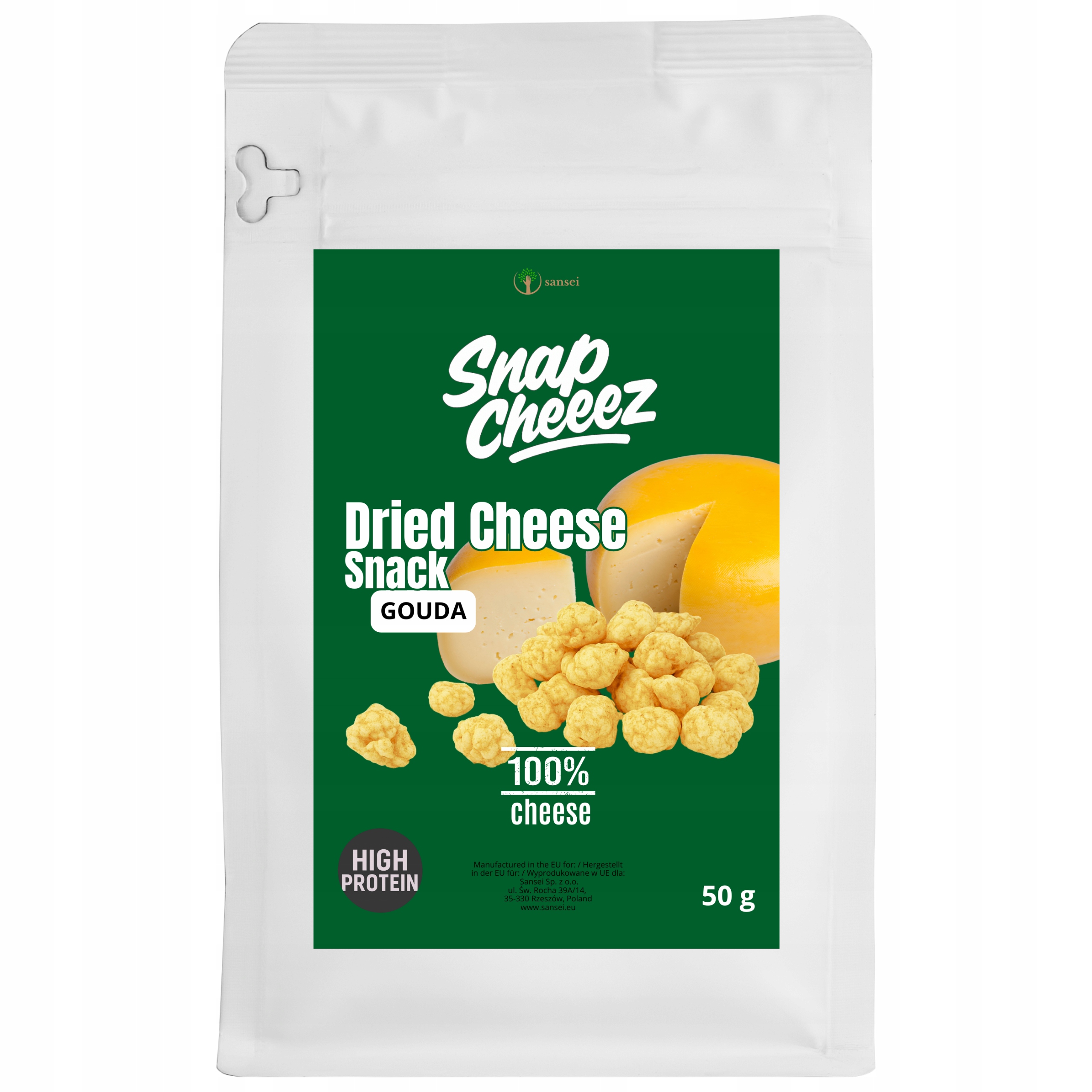 Levně 4x Snapcheez sušený sýr gouda 50g svačinka chipsy proteinové Keto Sansei