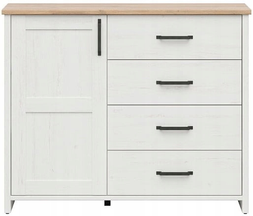 Komoda Biała z Szufladami Loksa Black Red White