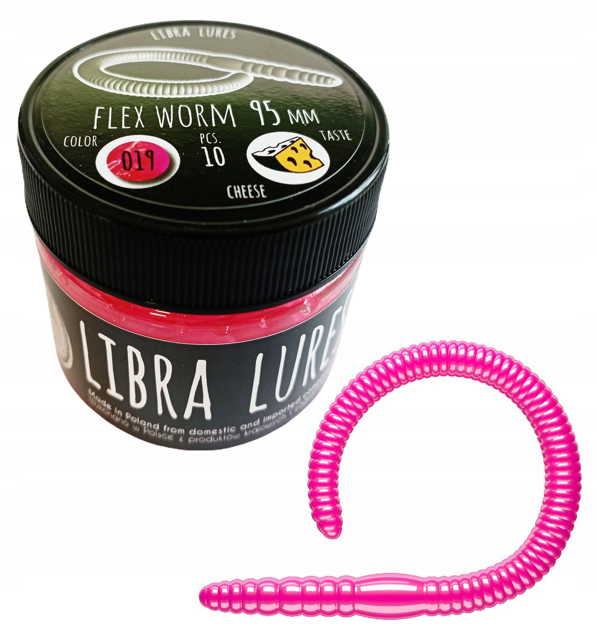 Libra Lures Flex Worm 9,5cm 019 Hot Pink Ser Smak: Ser, Długość (cm): 9.5