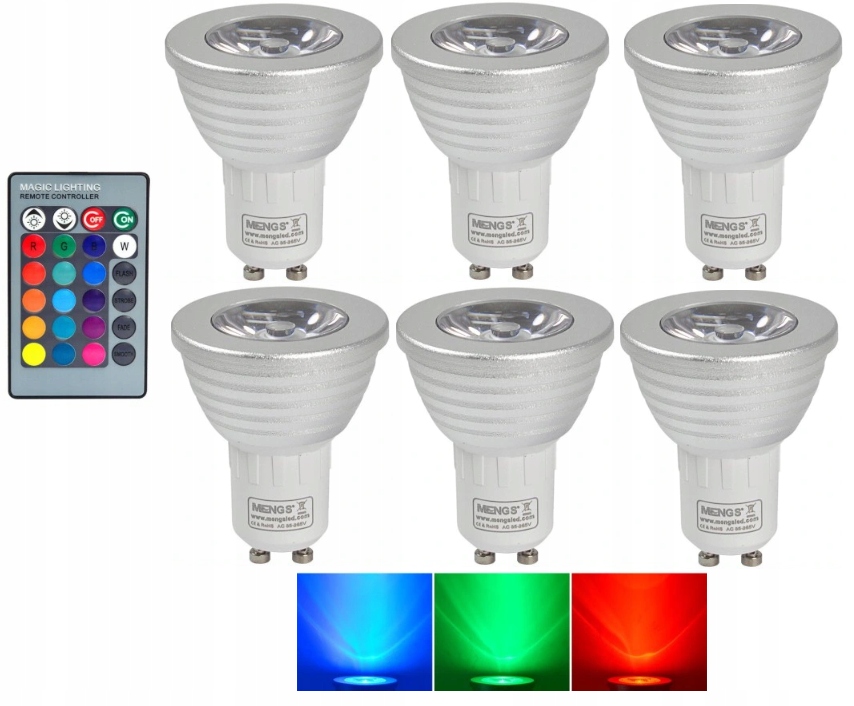 

Żarówka Led GU10 3W=20W Rgb Ac 180LM 85-265V 6szt