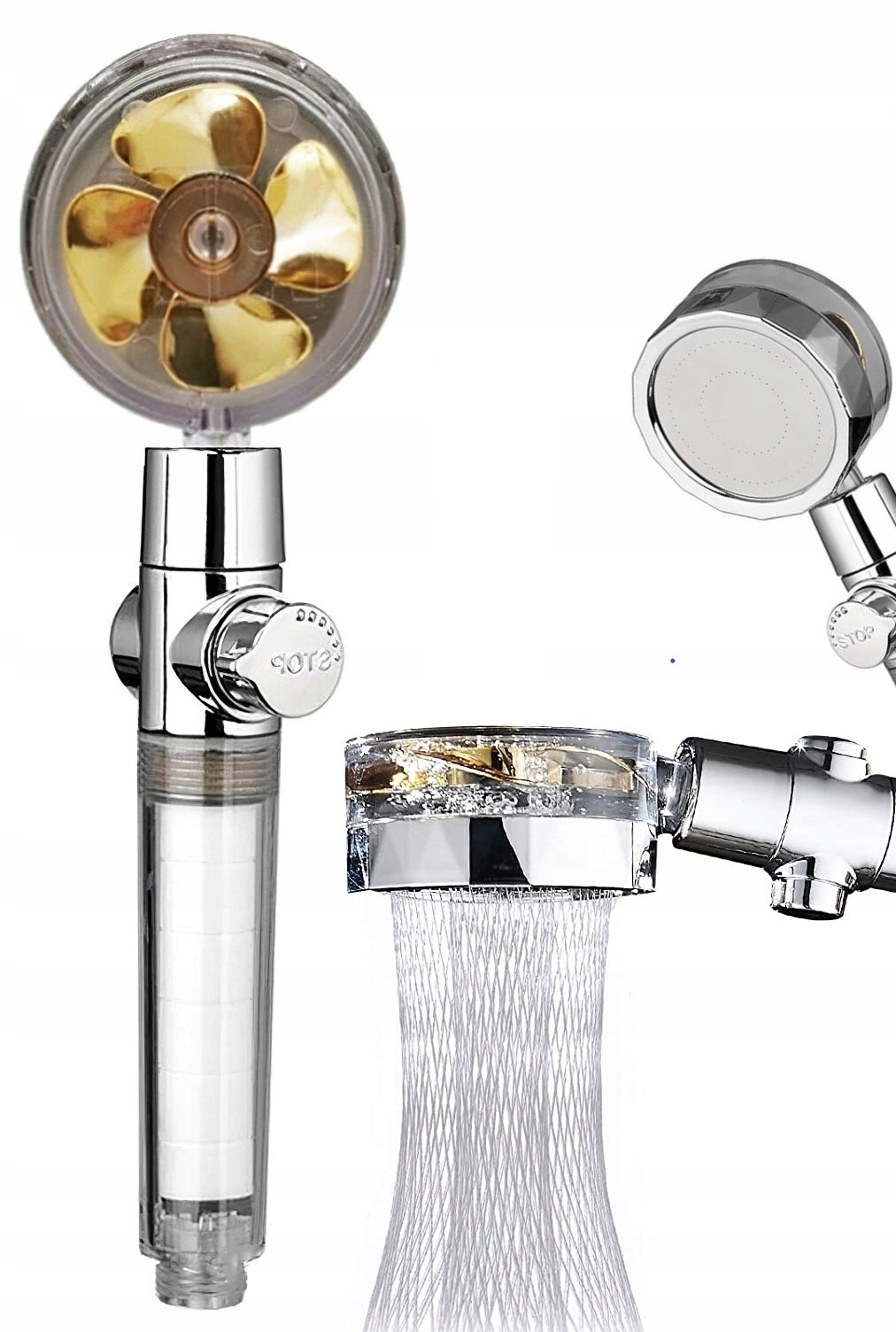 SŁUCHAWKA PRYSZNICOWA Z TURBINĄ WENTYLATOREM