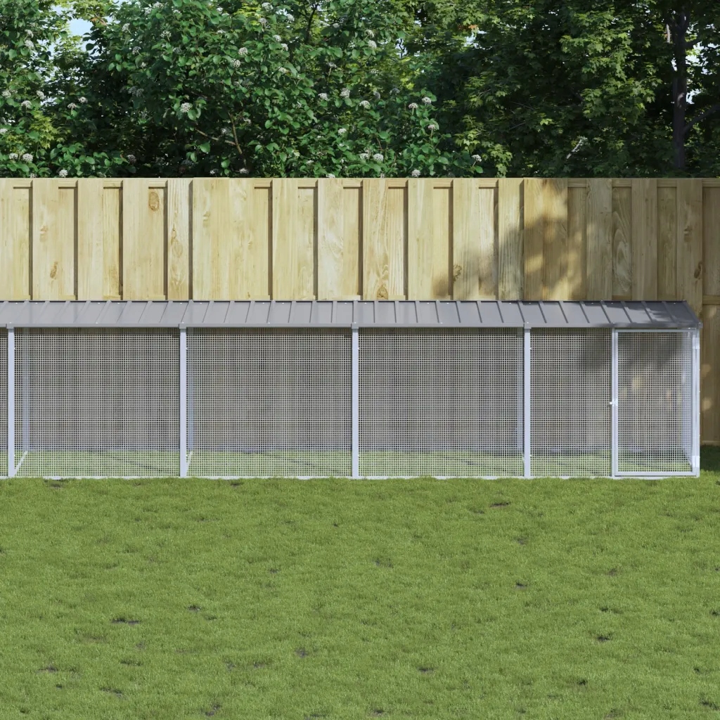 Levně Klec pro kuřata se střechou světle šedá 1 003 x 98 x 90 cm ocel