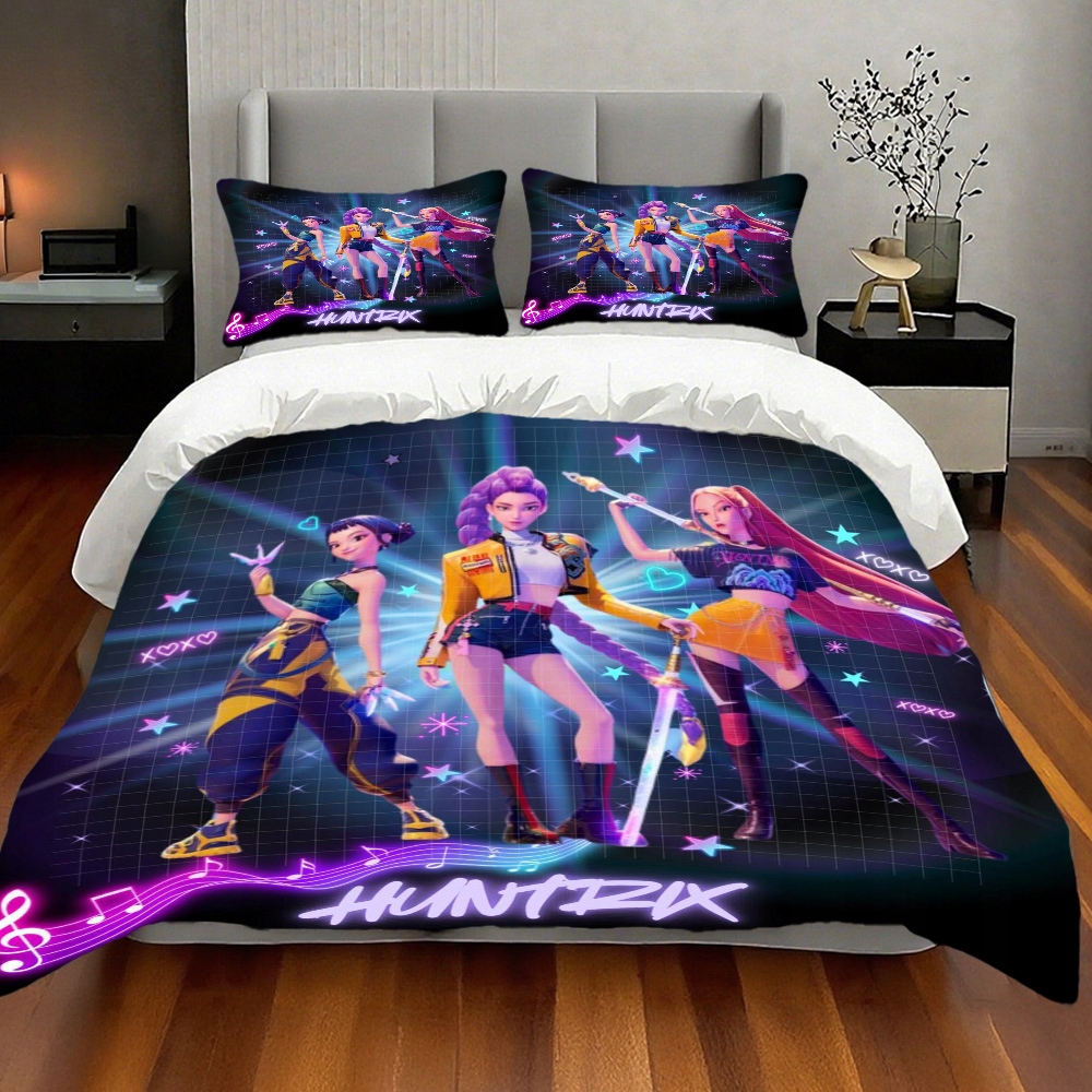 Demon Hunter K-P0P Sada povlaků na přikrývku Huntrix Girls Design 160*200 cm