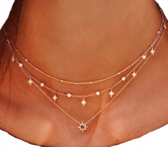 

Naszyjnik choker boho złoty gwiezdny celebrytka