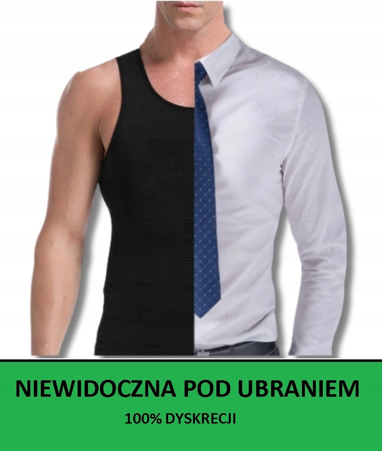 KOSZULKA WYSZCZUPLAJĄCA podkoszulka MĘSKA modelująca COMFORT biała L Model Koszulka modelująca wyszczuplająca wygładzająca