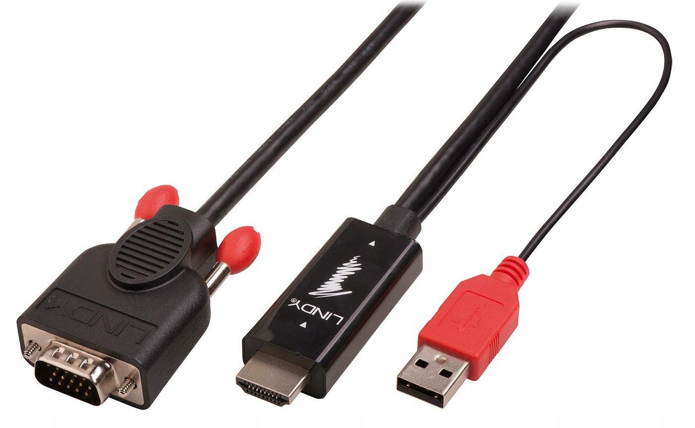 Lindy 41456 adapter kablowy 2 m HDMI VGA Czarny
