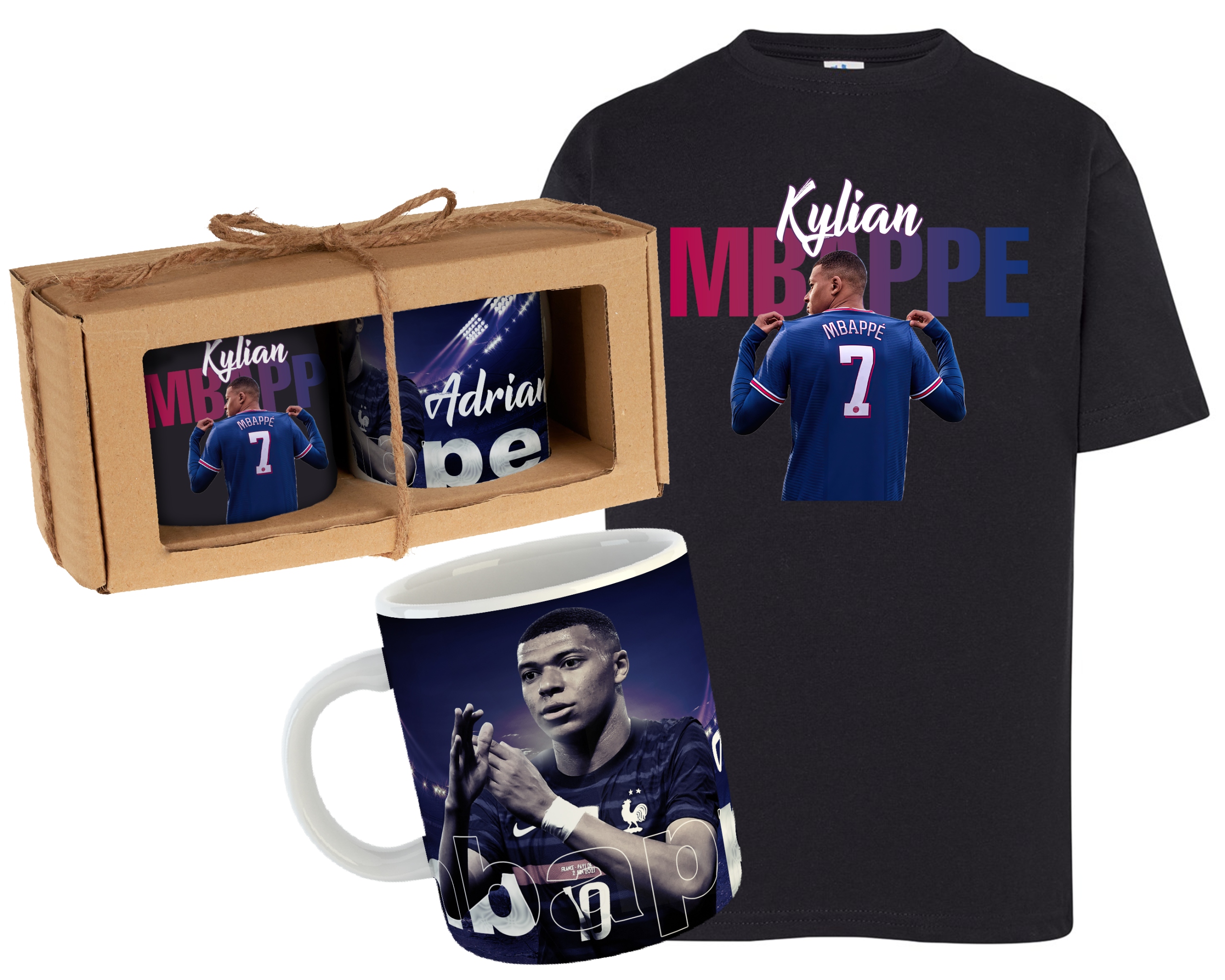 

Zestaw Koszulka Kubek Kylian Mbappe Piłka Nożna Z1