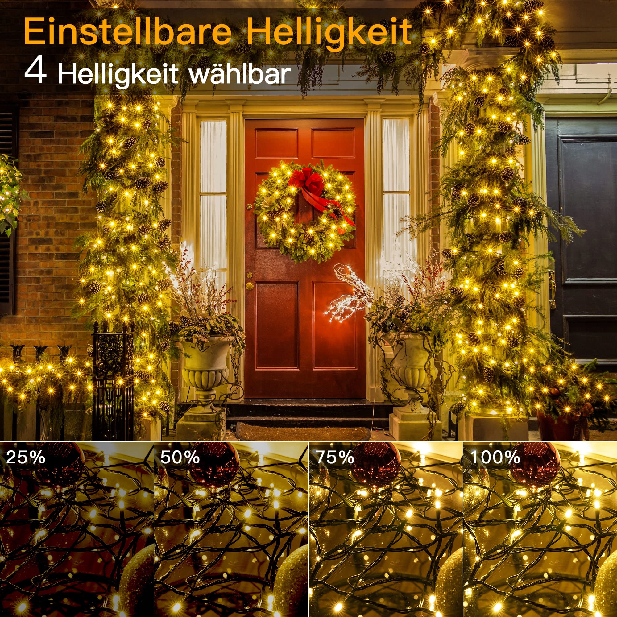 OLLNY Lampki Zewnętrzne Wodoodporne Grialnda Swietlna Z Pilotem 20M 200LED — miniatura 3