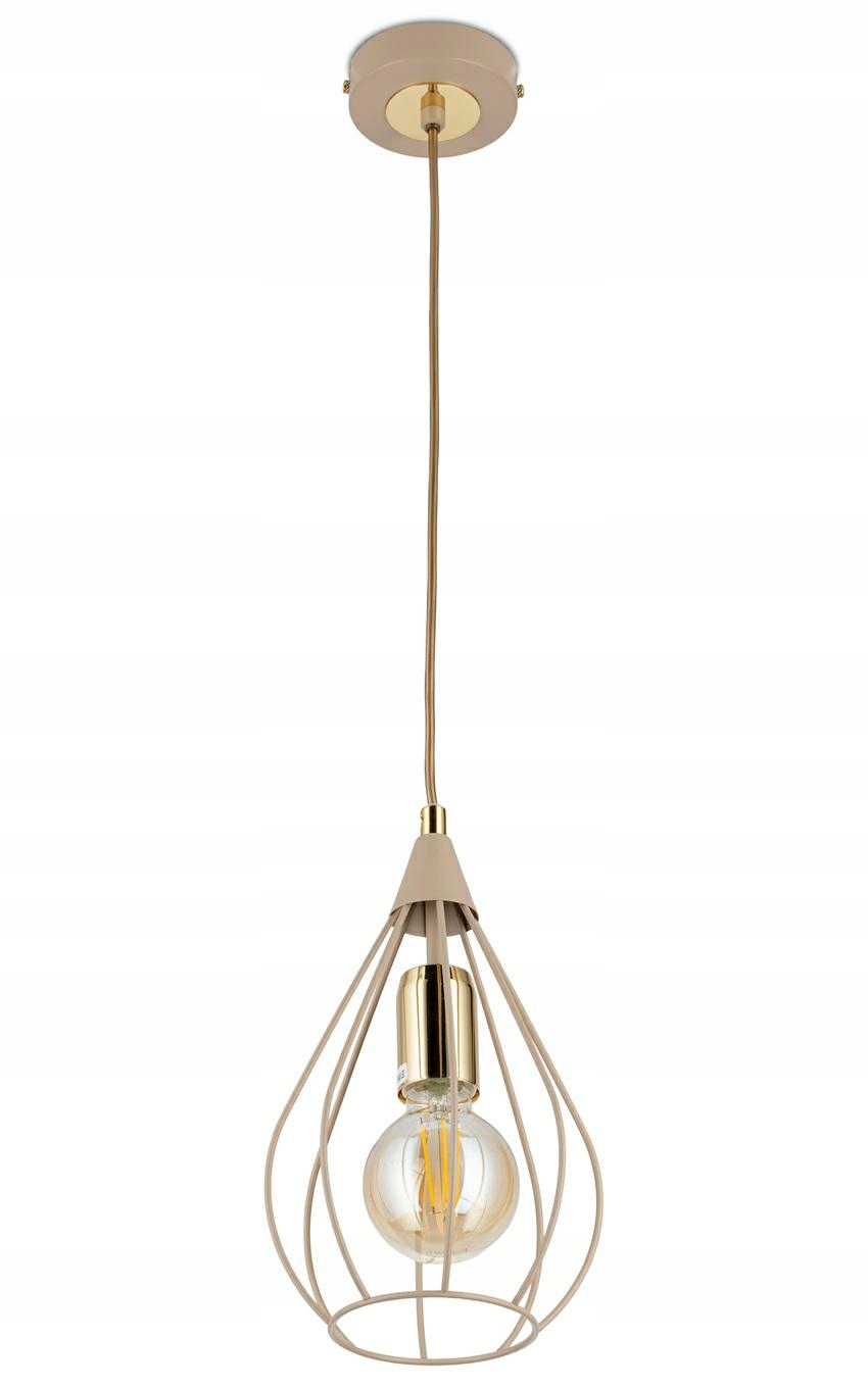 Závěsná lampa Noa Béžová s přídavkem zlata 1xE27 17 cm Moderní Taupe