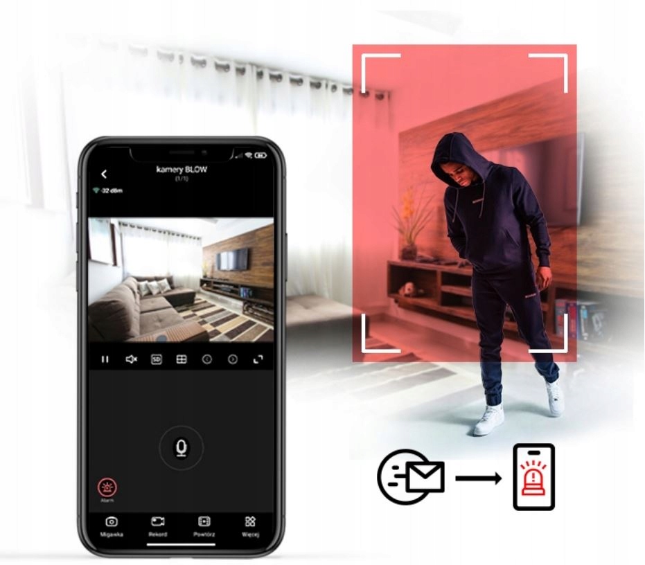 KAMERA WIFI OBROTOWA 2,5K IP MONITORING 5MPX IR Zasięg podczerwieni 20 m