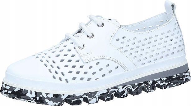 Manitu Dámské Kožené Polobotky 850159-03 Bílé Ažurové vel. 38