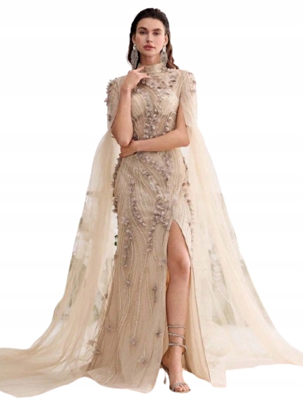 Shein Šaty Elegantní Béžové Zdobené 38 1GK