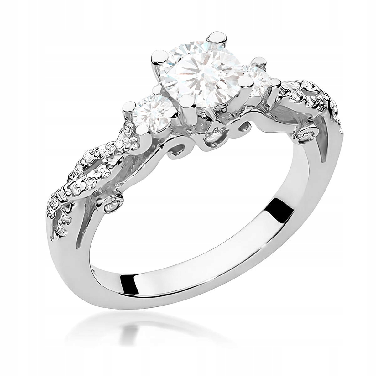 Prstýnek z bílého zlata 585 diamantů lab 0,84 ct zásnubní elegantní