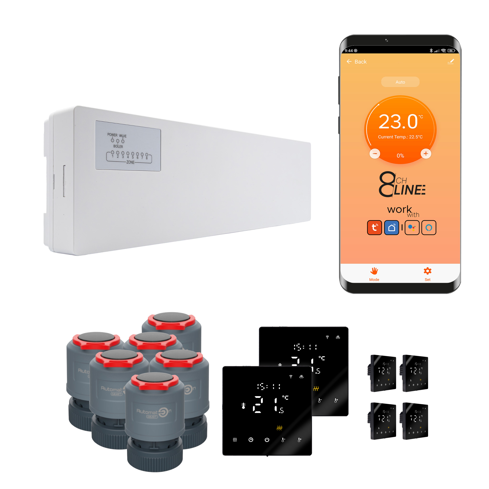 Súprava prívodov na vykurovanie Line 6 izieb termostat PRO3 WiFi čierna