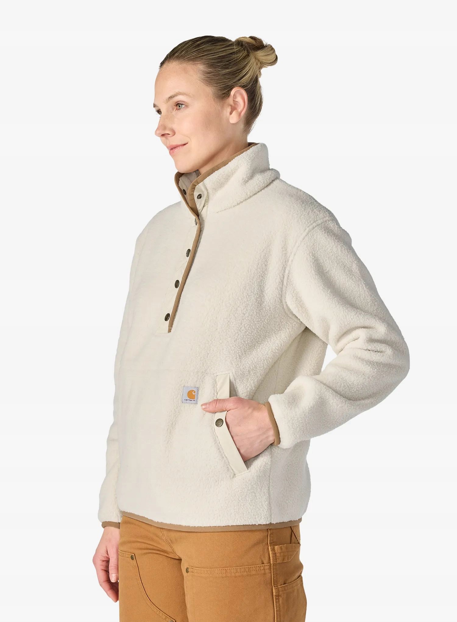 Bluza polarowa damska Carhartt Sherpa Pullover oat milk Xs