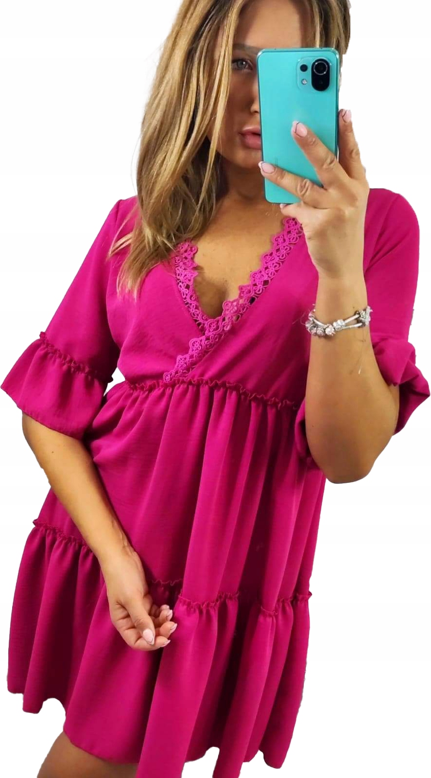 

Elegancka Sukienka z dekoltem V-neck roz. 50