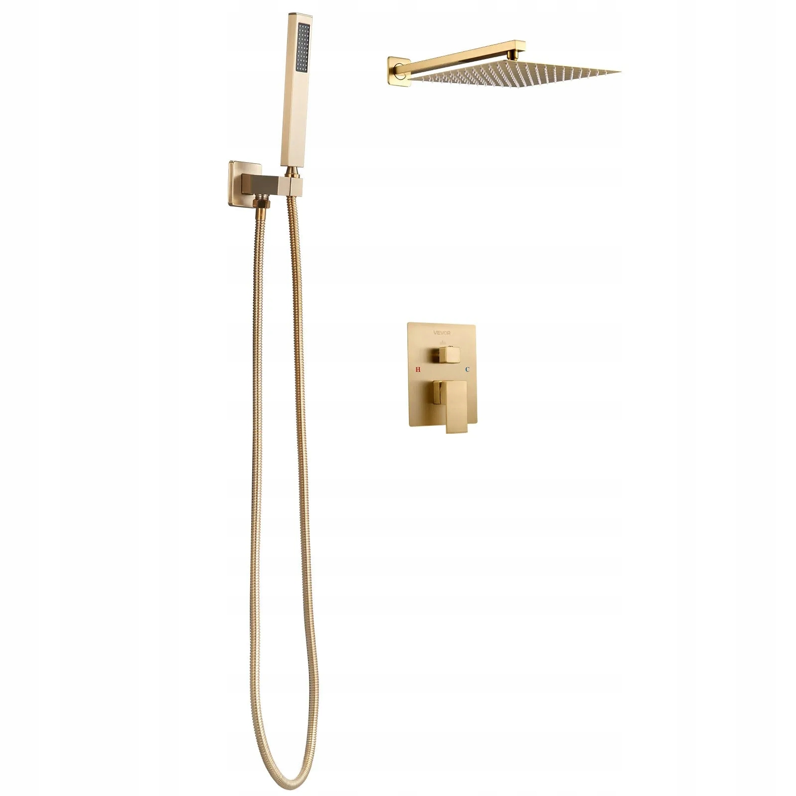 Sprchový set dažďová sprcha 30 cm s mosadznou rukoväťou, zlatá montáž na stenu