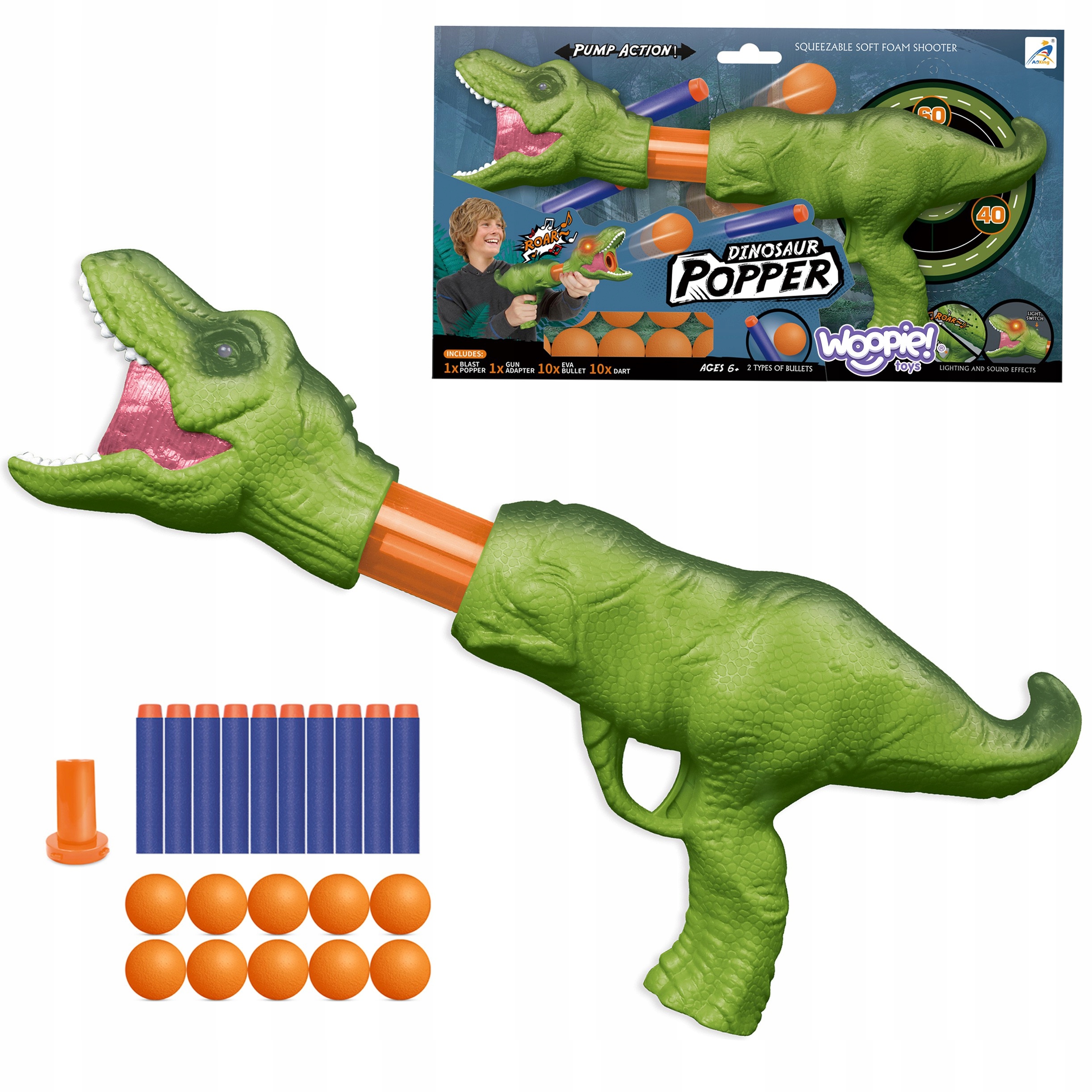 

Pistolet Na Miękkie Piłki Piankowe Dinozaur Woopie