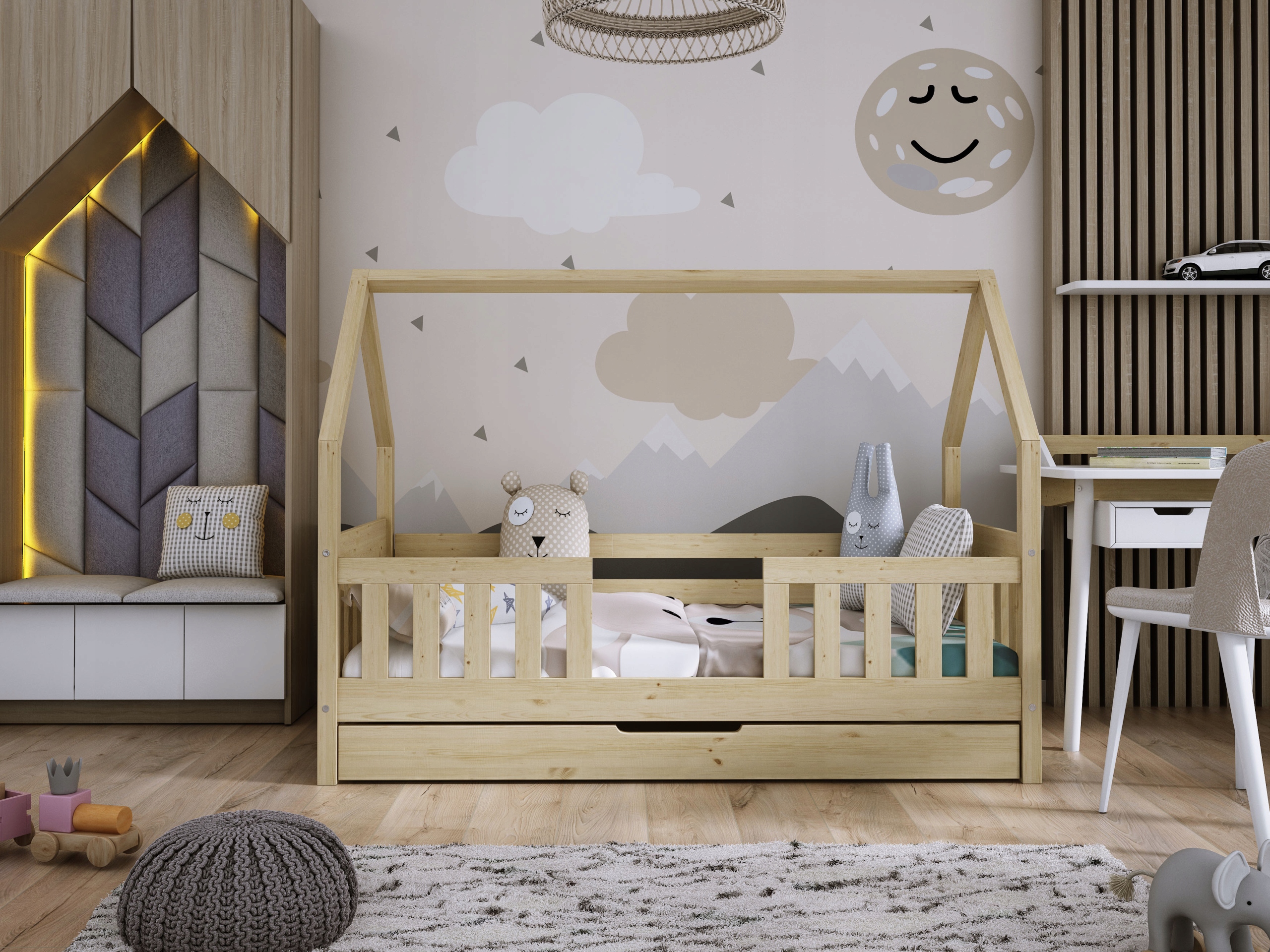 Łóżko dziecięce Domek Dyzio 160x80 szuflada