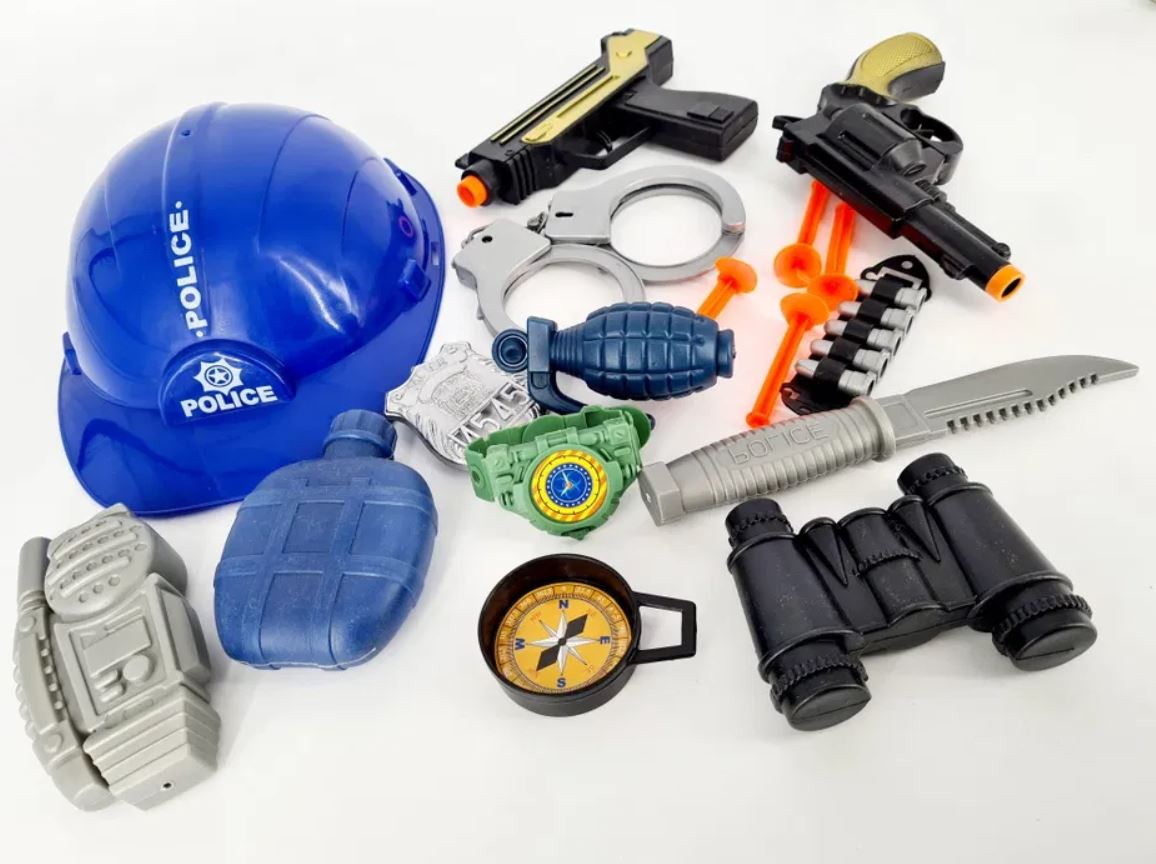 POLICJANT STRÓJ KARNAWAŁOWY POLICJA 110/116 Rozmiar M KOSTIUM + AKCESORIA Motyw POLICJA