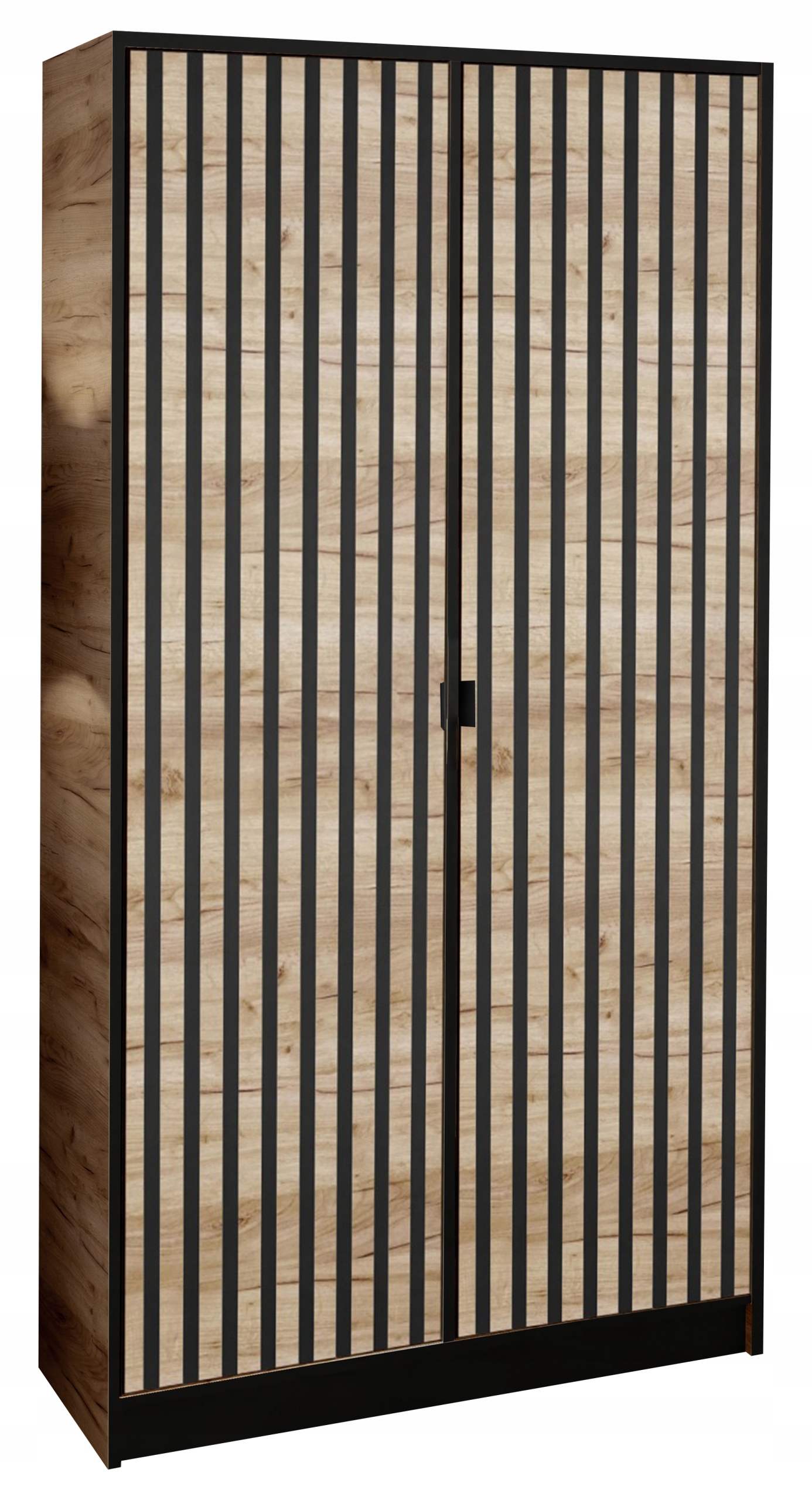 Skříň dvoudveřová šatní skříň Lumi 105 2D Dub Craft Vzor 3 černá rukojeť