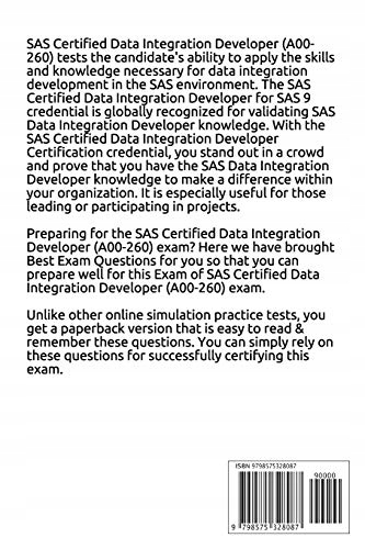 Books, Quantic SAS Data Integration Developer (A00-260) Exam Practice Quest Język publikacji angielski
