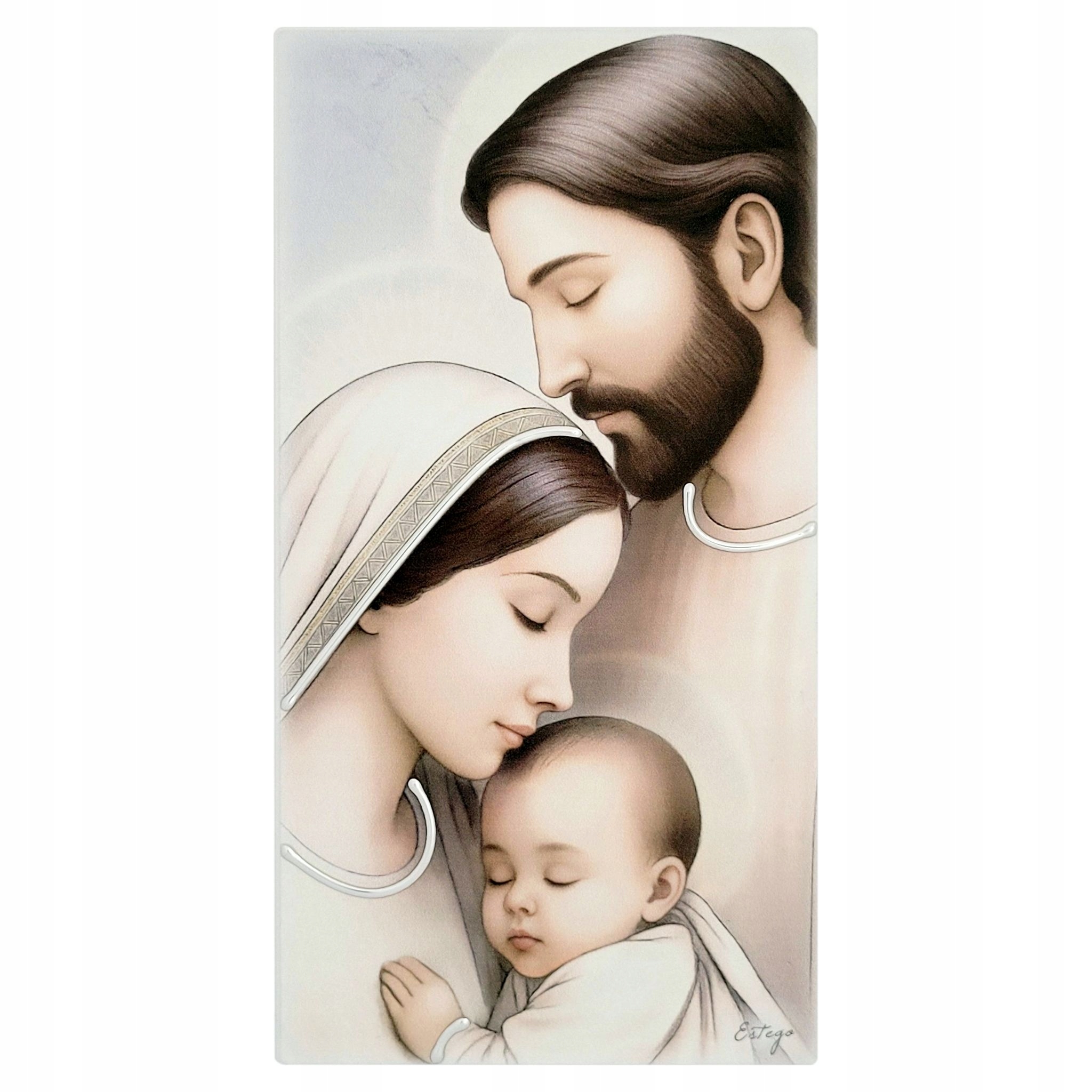 Obraz Świętej Rodziny malowany na drewnie 24.2x47.5 cm Sku: ES05193802