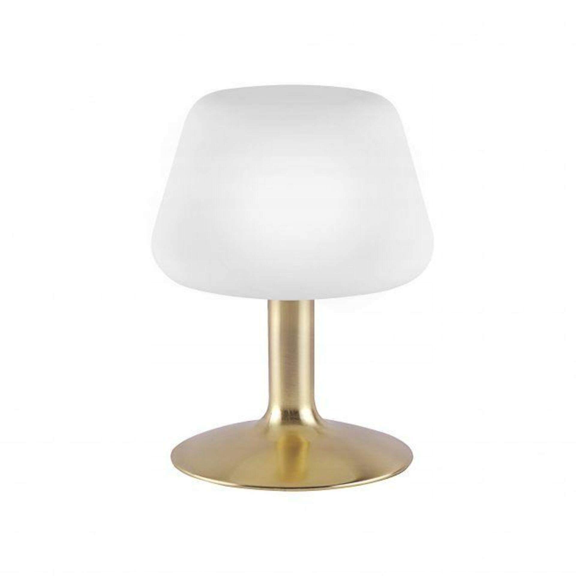 Led stolná lampa Paul Neuhaus matná mosadz, opálové sklo, dotykové stmievanie