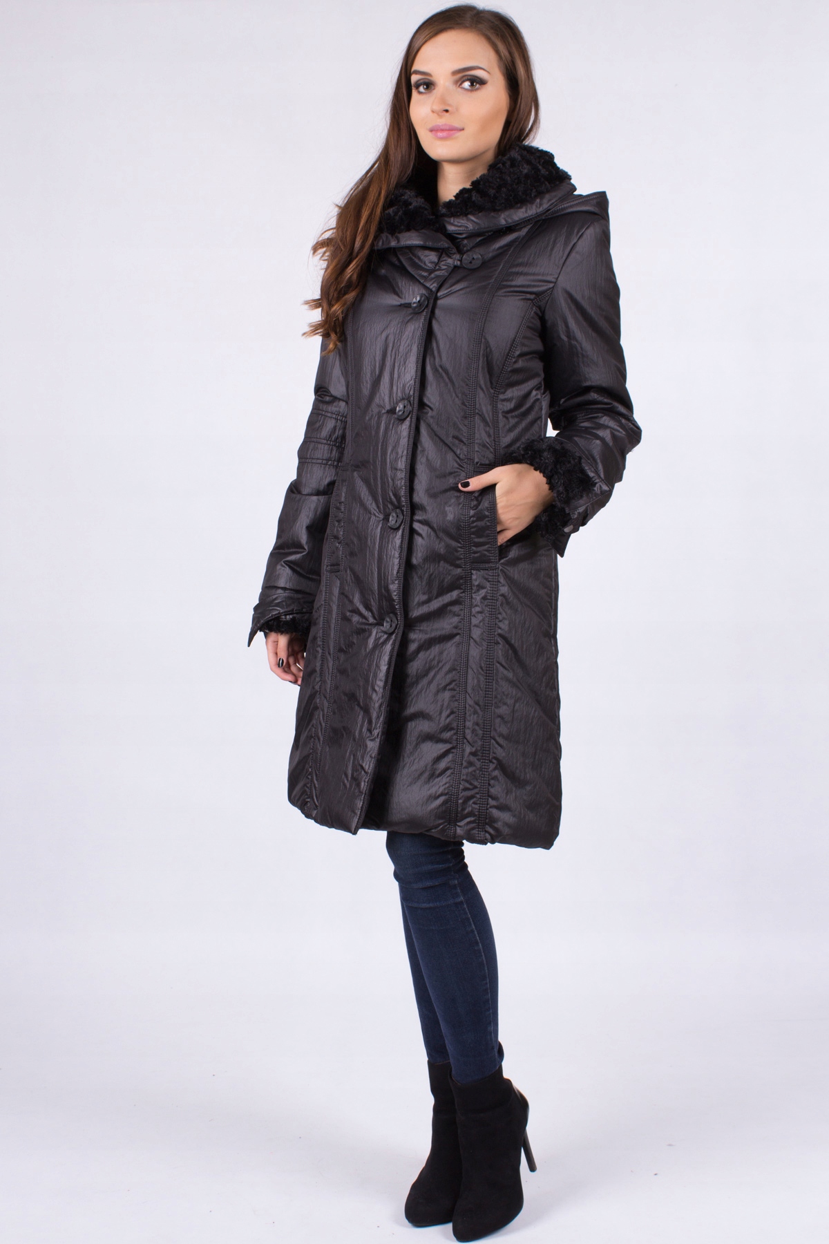 

Kurtka Zimowa Parka Likwidacja -80% Futerko K1142S