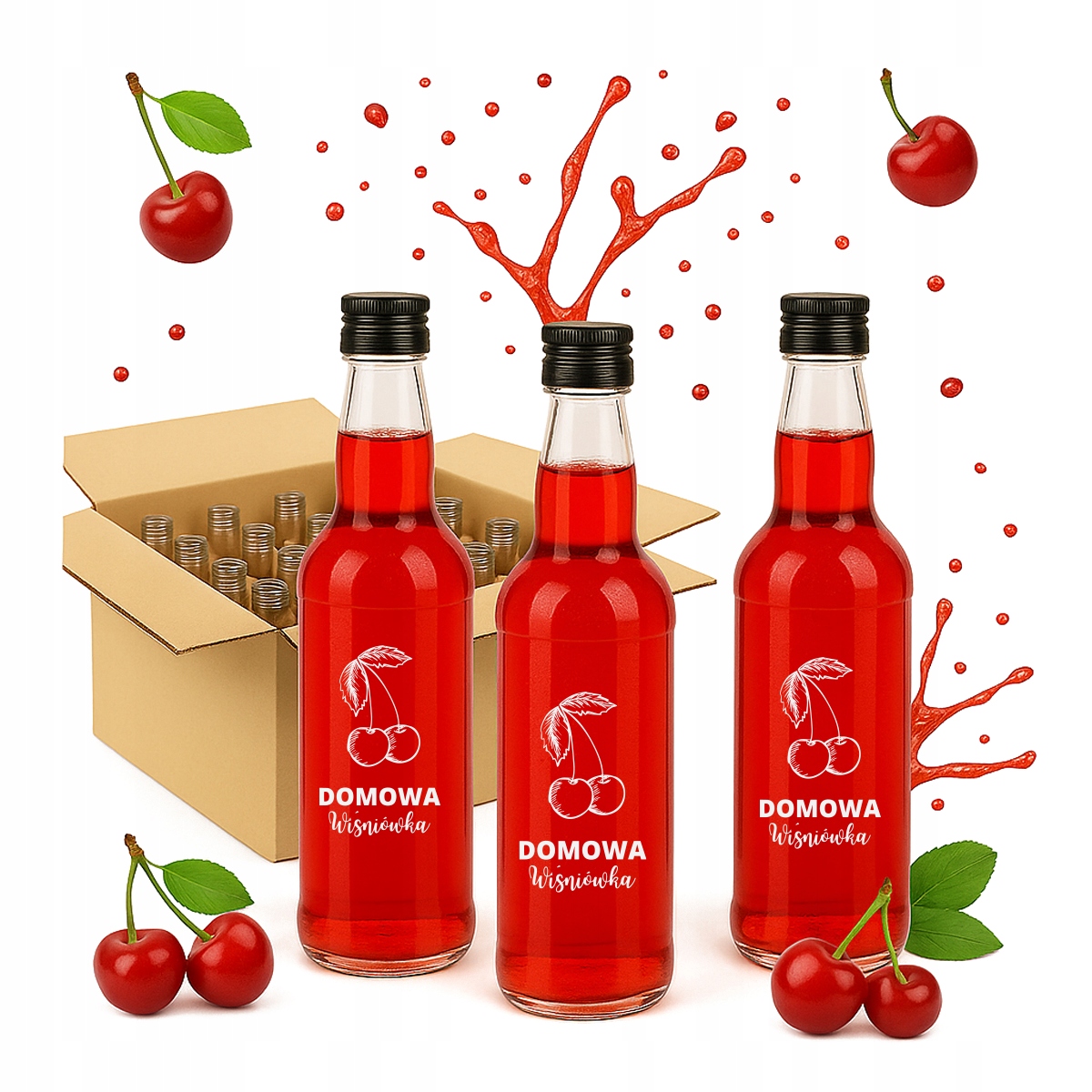 20 x láhev Lihoviny 500 ml s potiskem Třešňovka na likéry Mřížka