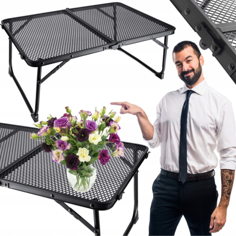 STOLIK SKŁADANY TURYSTYCZNY KEMPINGOWY STOLIK OGRODOWY BIWAKOWY ALUMINIOWY