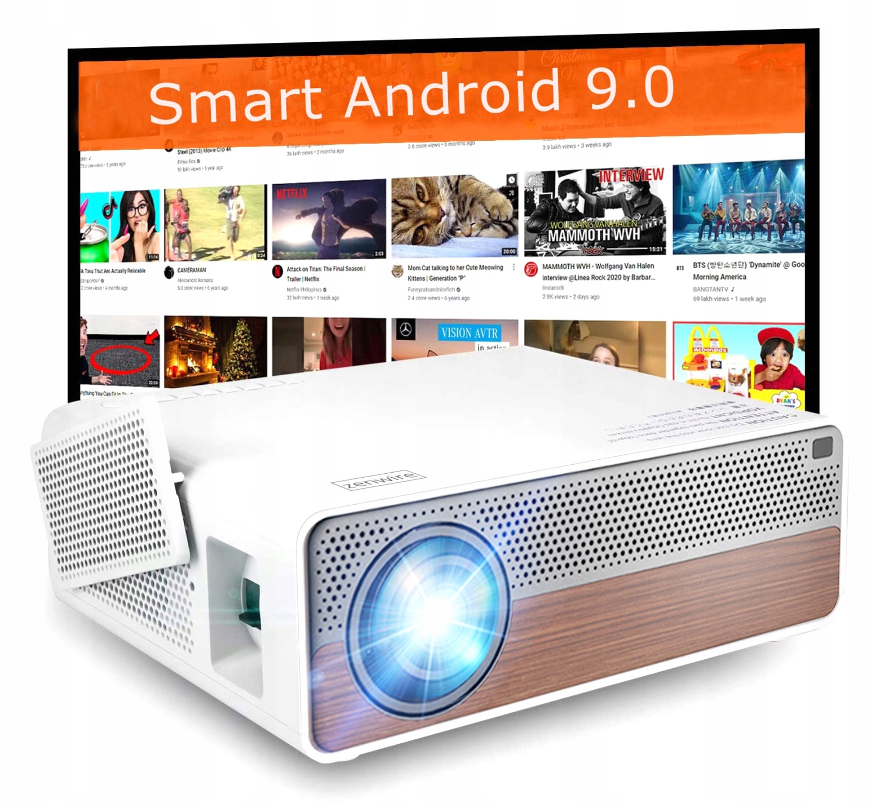 Projektor Rzutnik Full HD 4K 9200lm WiFi Android 9 EAN (GTIN) 6955910258864