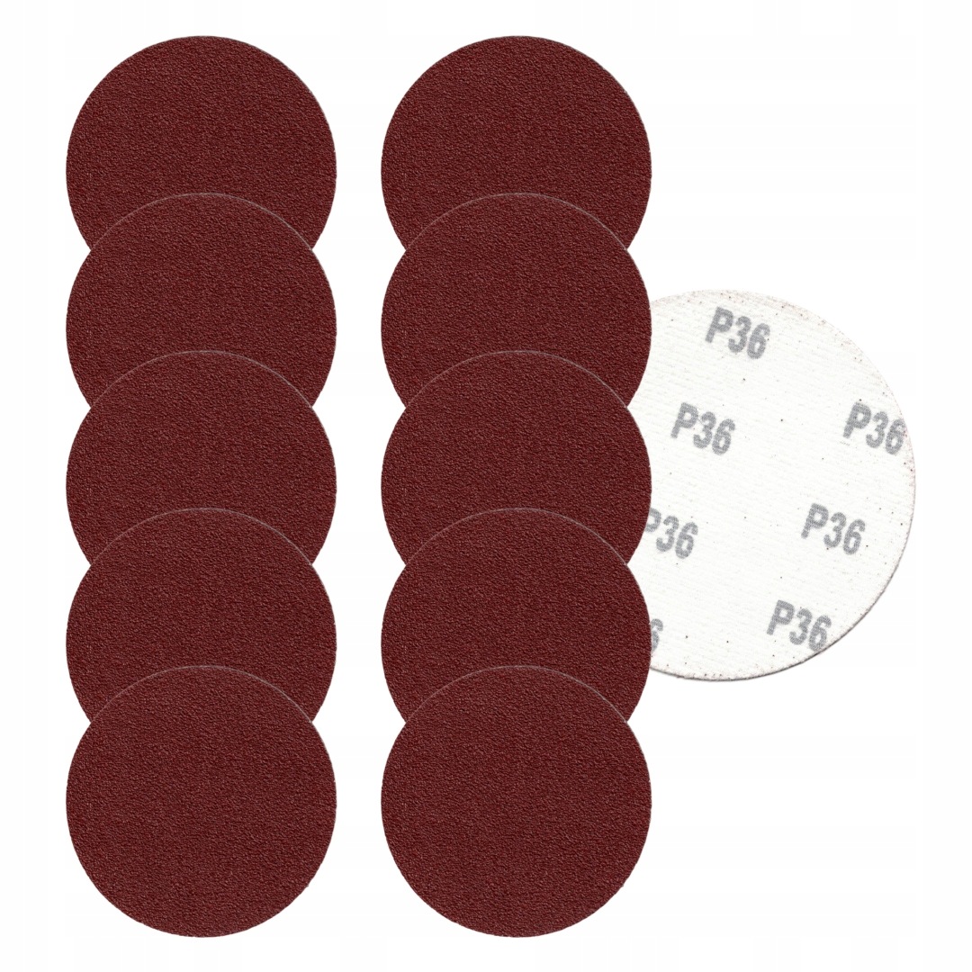 Zestaw 10 sztuk Papier Ścierny, Krążek na rzep 125 mm P36 Pełny Geko