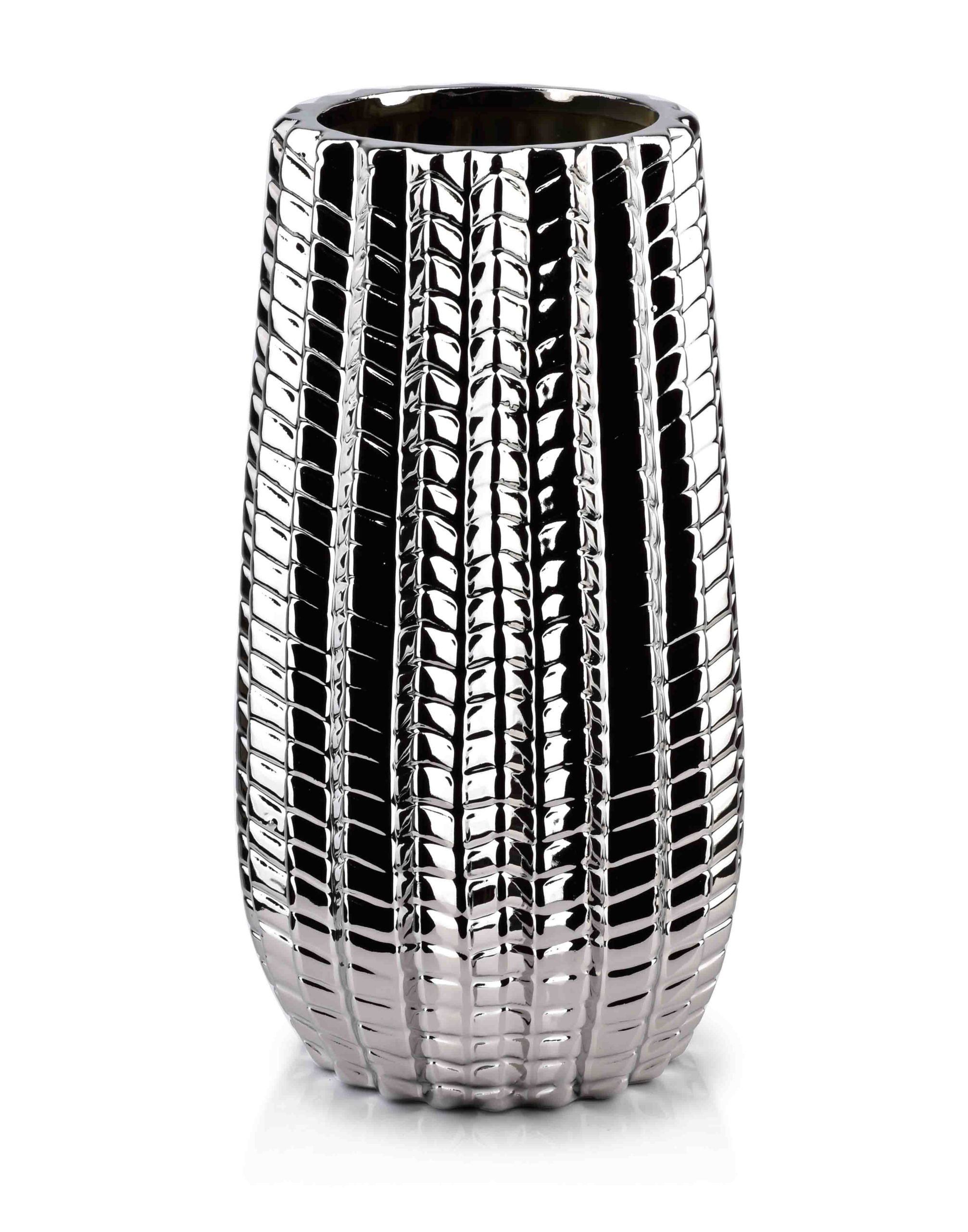

Duży Wysoki Wazon Ceramiczny Srebrny Glamour 27cm