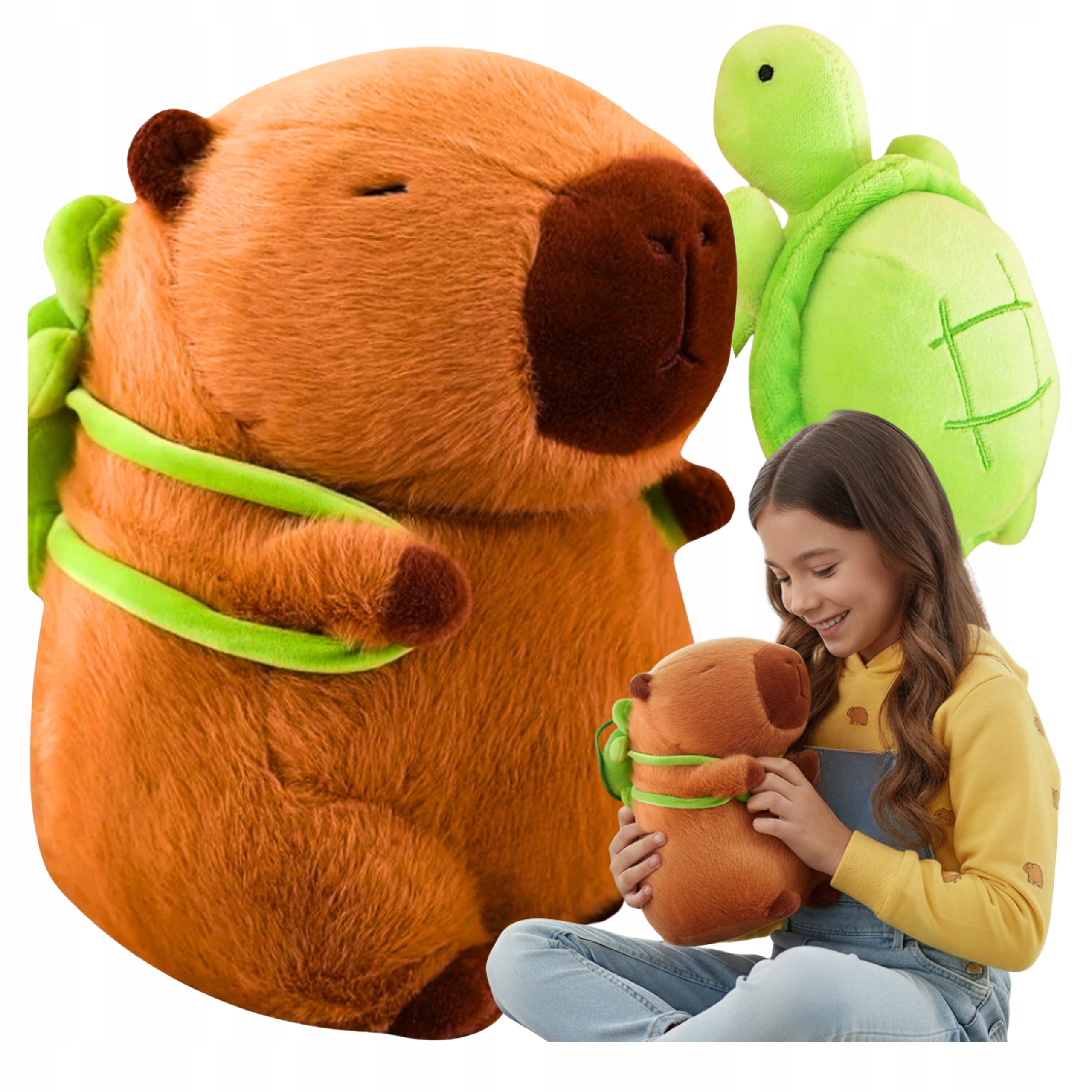 KAPIBARA KAPIBARA Z PLECAKIEM ŻÓŁWIK PLUSZOWA MASKOTKA KAPIBARY ZABAWKA