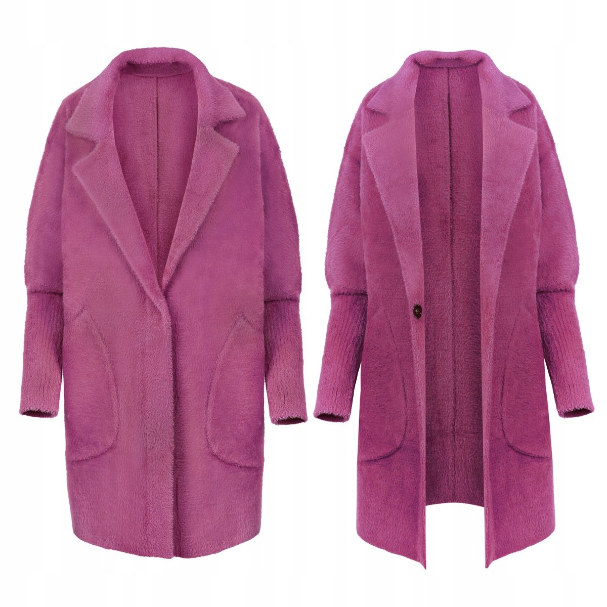 PŁASZCZ ALPAKA KOŁNIERZ WEŁNA KOLOR WRZOSOWY