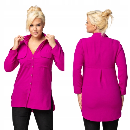 Dlouhá klasická košile Sandra z italské crepy fuchsiové barvy velikost 46