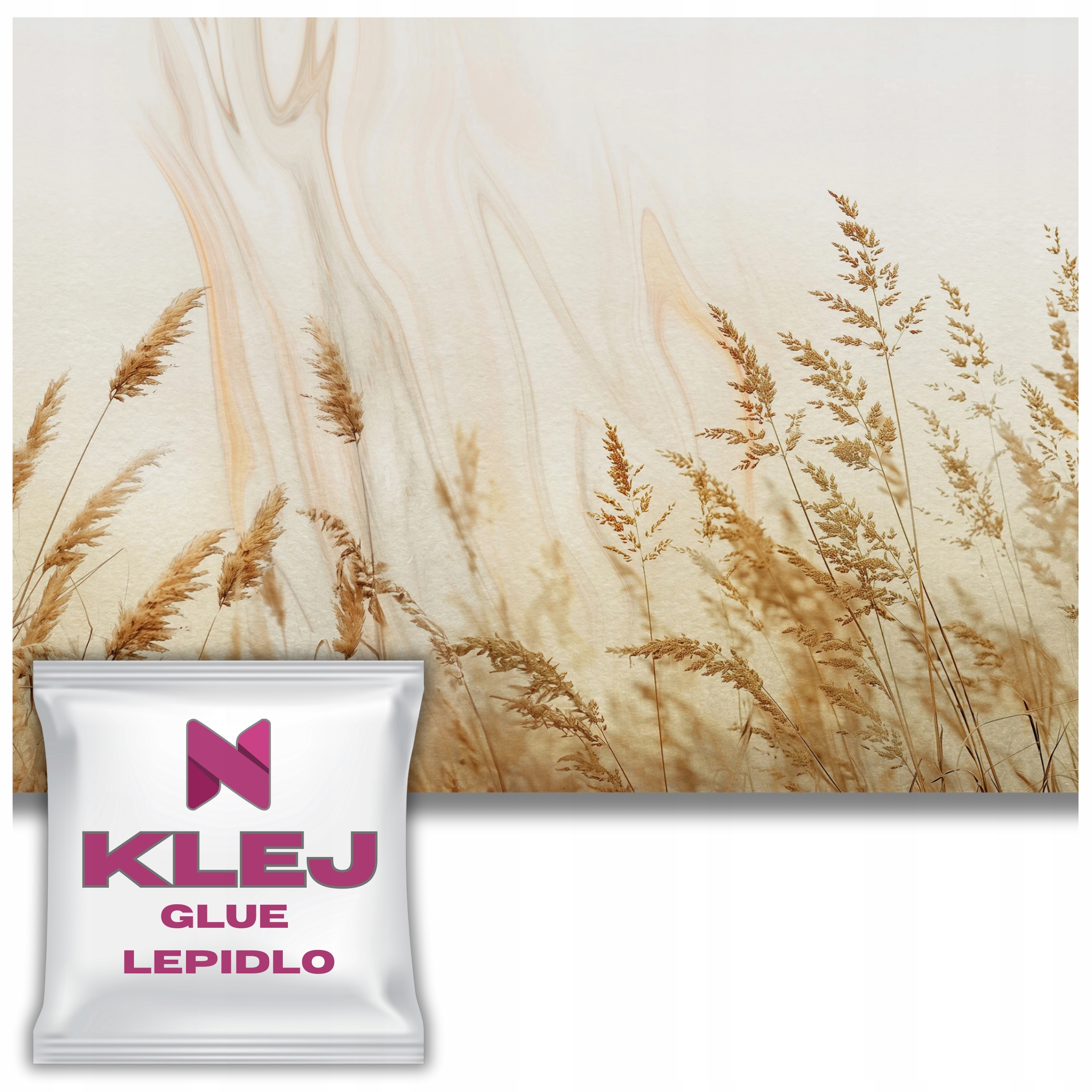 Béžová minimalistická fototapeta Boho Příroda Trávy Bronz do obývacího pokoje 260x390