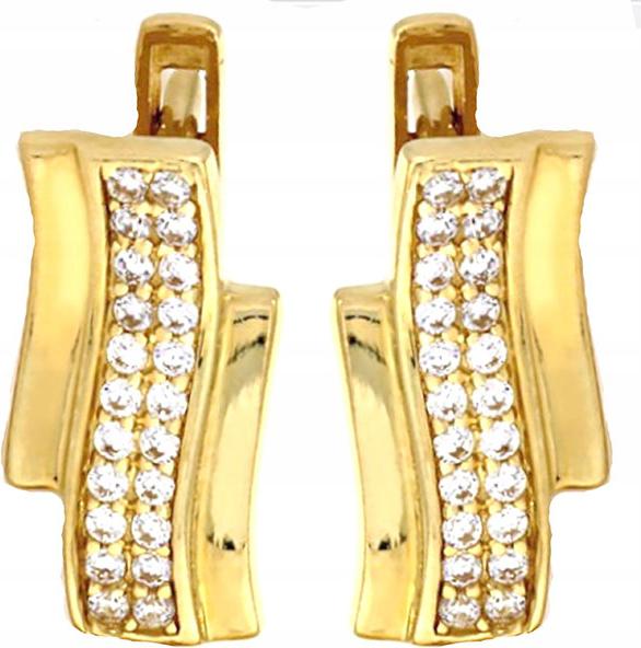 Zlaté náušnice 585 s kubickou zirkonií 3,08 g, dámská anglická zirkony