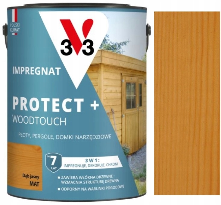 V33 Protect Woodtouch 3W1 Impregnat Do Drewna Dąb Jasny Mat 4.5L
