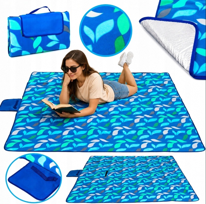 Koc Piknikowy Plażowy 2X2M Sapphire Z Izolacją Wodoodporny