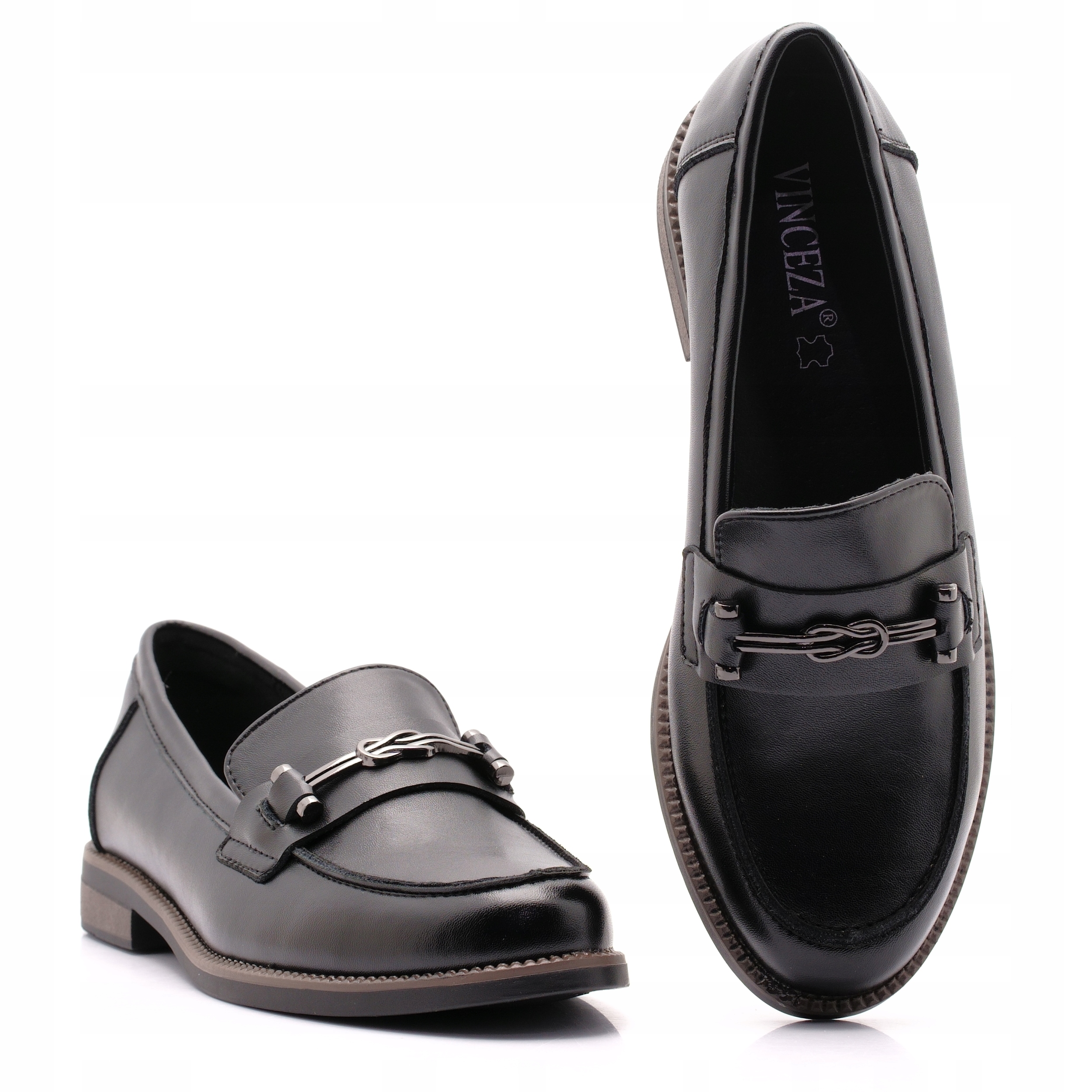 Vinceza Skóra Mokasyny Lordsy Buty Damskie Skórzane Półbuty 18132 38