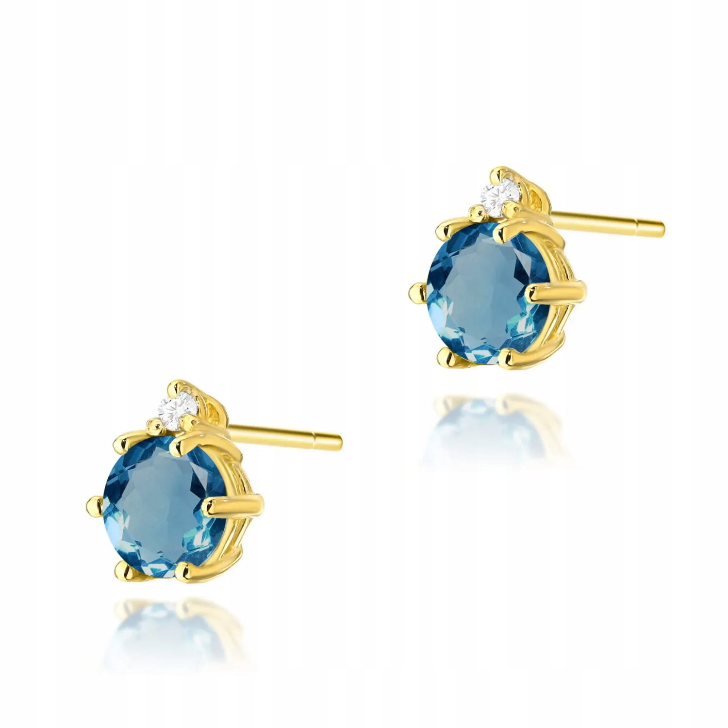 Złote kolczyki Topaz London Blue 2 x 0,50ct żółte złoto pr. 585