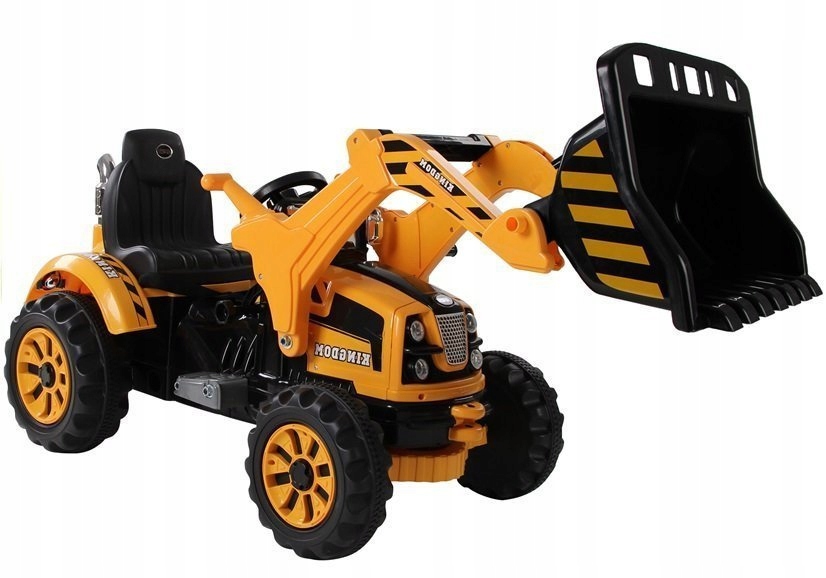 Traktor akumulatorowy koparkoładowarka z łyżką 2x6V 7Ah pomarańczowy