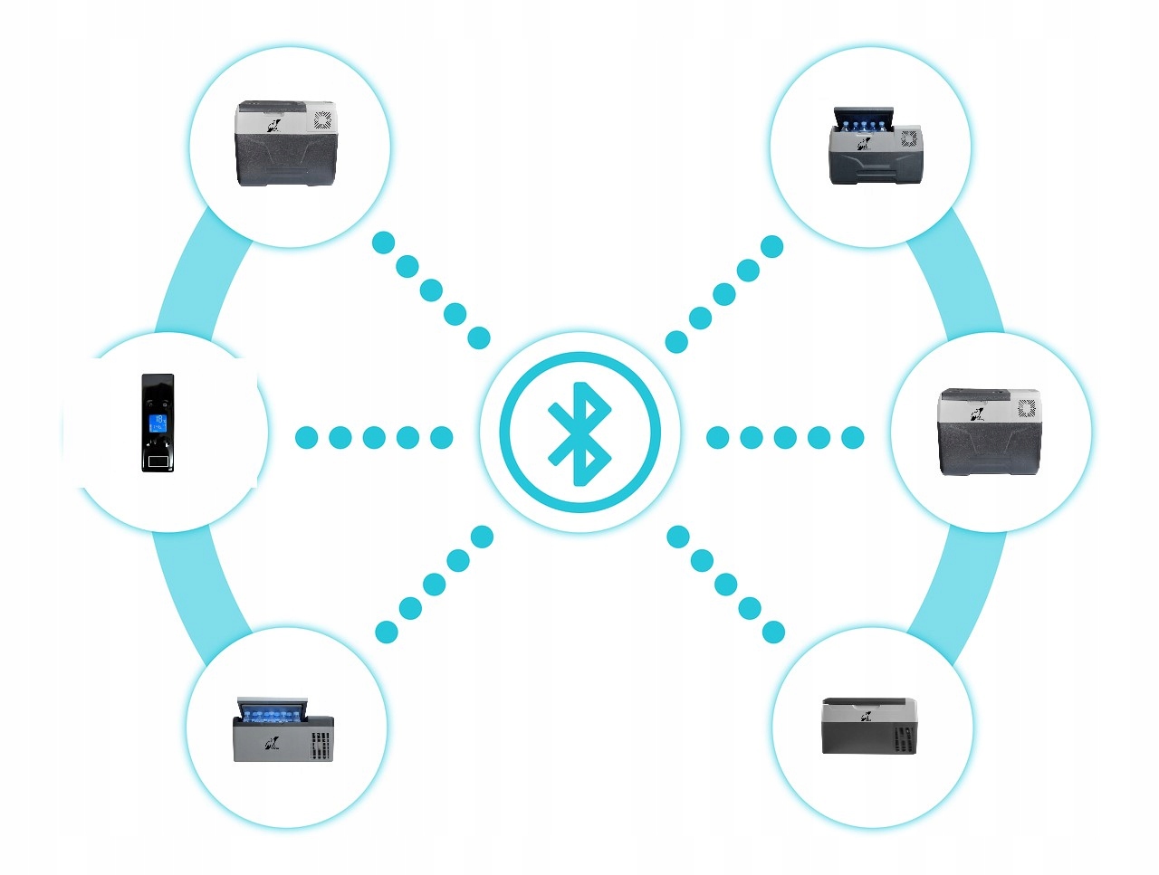 50L lodówka zamrażarka -20°C 12V/24V|230V bluetooth samochodowa sprężarkowa Waga produktu 15 kg