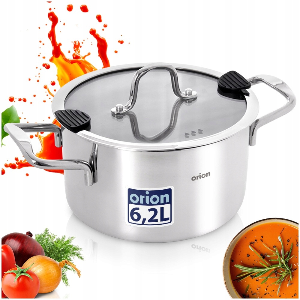 Hrniec Oceľový Nerezový Pokrievka Indukcia Plyn Na Varenie 24 CM 6,2 L